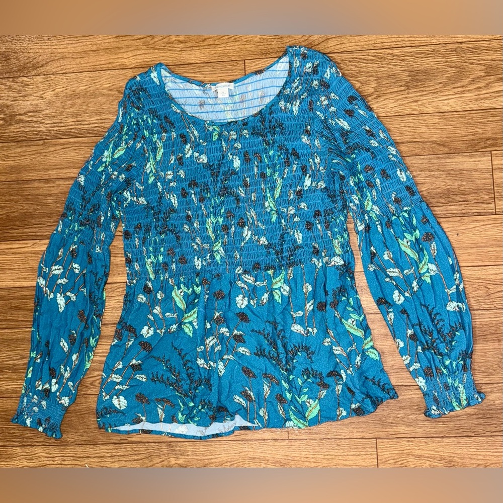 Sundance Floral Smocked Long Sleeve Medium